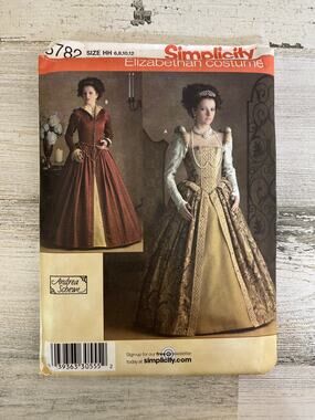 Simplicity Sewing Pattern 3782 Elizabethan Tudor Period Costume Dress 6-12 UNCUT